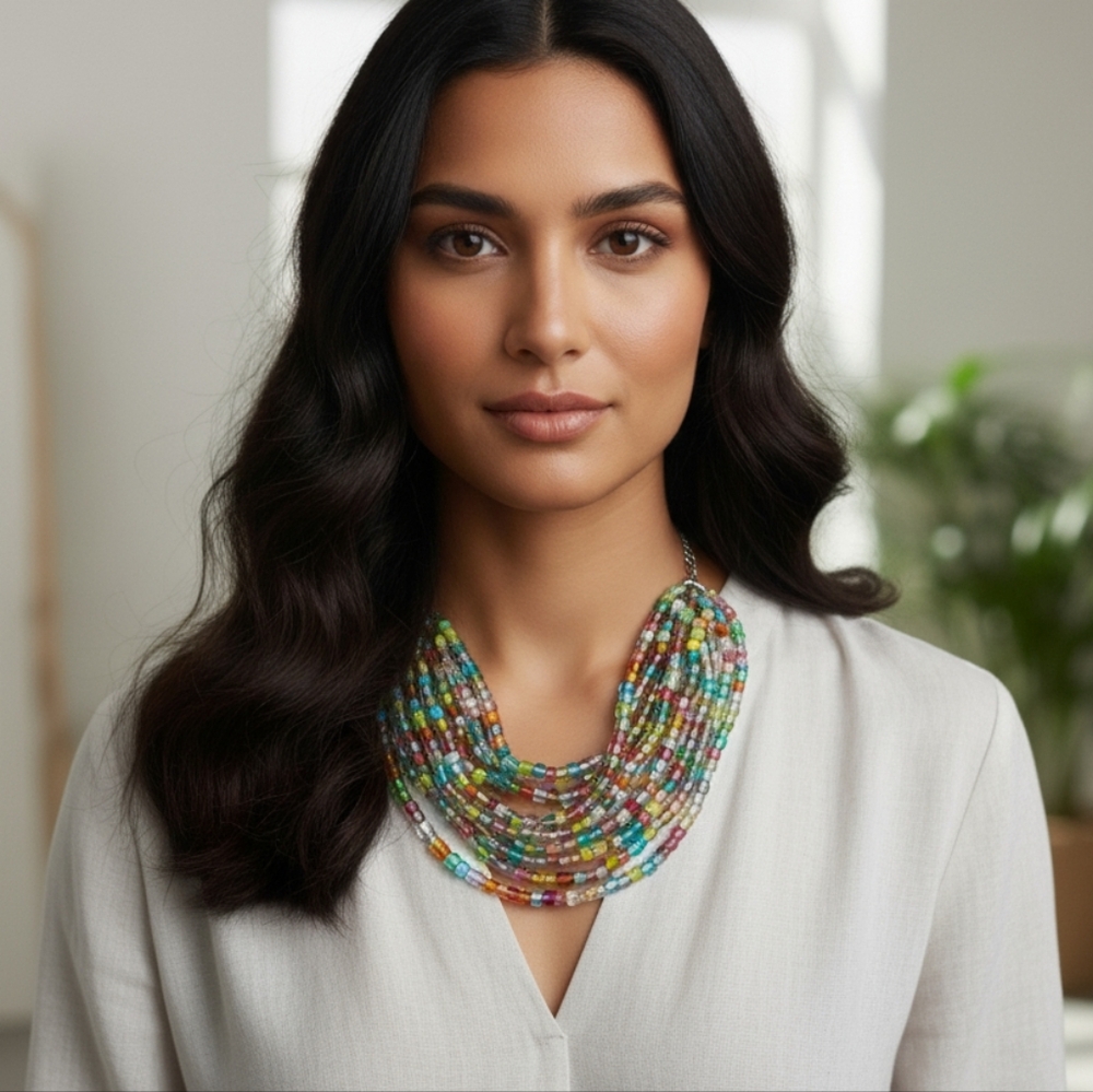 Bohemian Multi Colored Layered Necklace